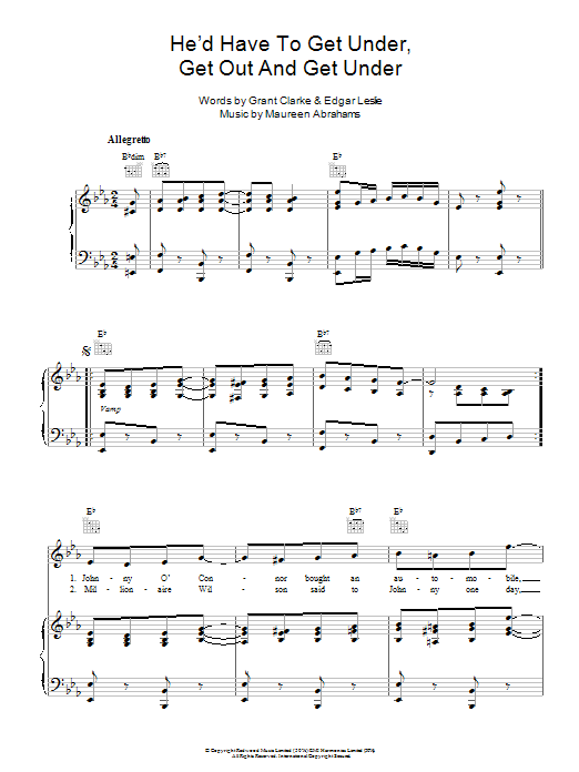 Billy Murray He'd Have To Get Under, Get Out And Get Under Sheet Music Notes & Chords for Piano, Vocal & Guitar (Right-Hand Melody) - Download or Print PDF
