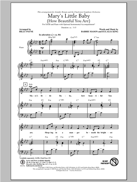 Billy Payne Mary's Little Baby (How Beautiful You Are) Sheet Music Notes & Chords for SATB - Download or Print PDF