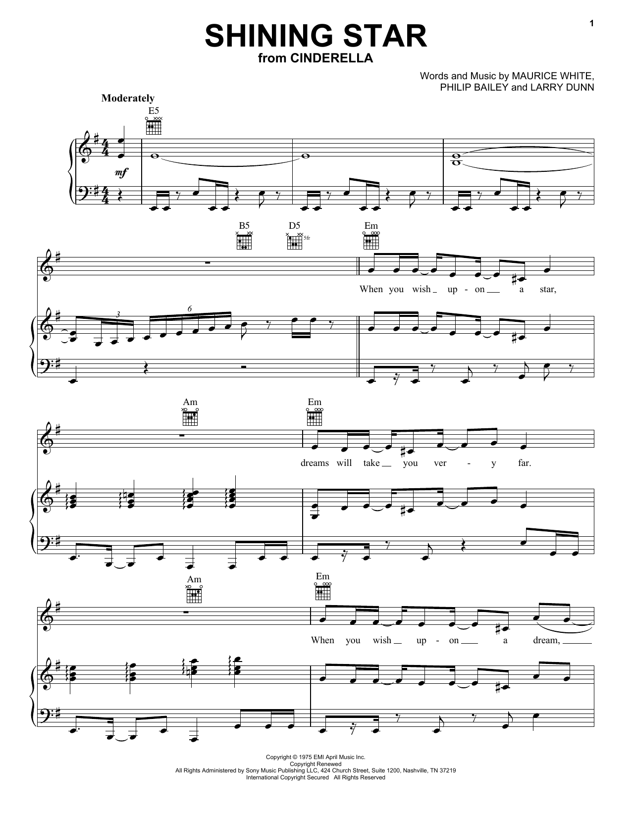 Billy Porter Shining Star (from the Amazon Original Movie Cinderella) Sheet Music Notes & Chords for Piano, Vocal & Guitar (Right-Hand Melody) - Download or Print PDF