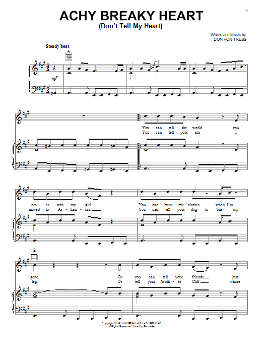 Billy Ray Cyrus Achy Breaky Heart (Don't Tell My Heart) Sheet Music Notes & Chords for Ukulele - Download or Print PDF