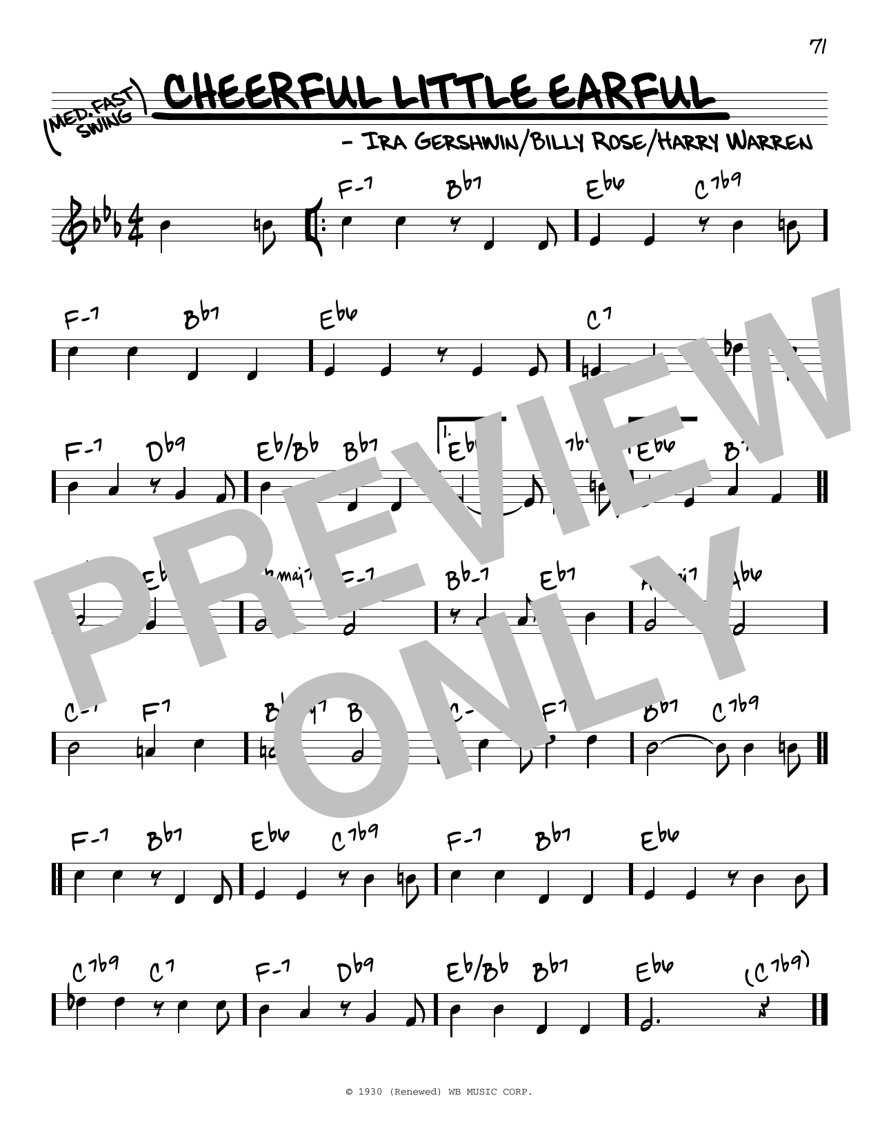 Billy Rose Cheerful Little Earful Sheet Music Notes & Chords for Real Book – Melody & Chords - Download or Print PDF