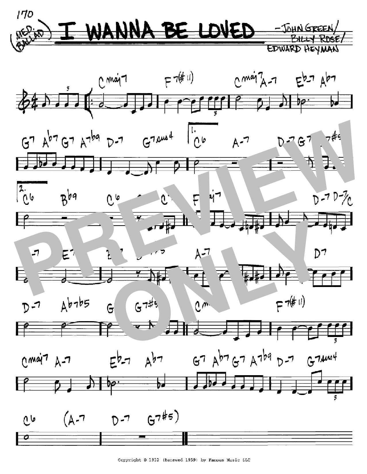 Billy Rose I Wanna Be Loved Sheet Music Notes & Chords for Real Book - Melody, Lyrics & Chords - C Instruments - Download or Print PDF