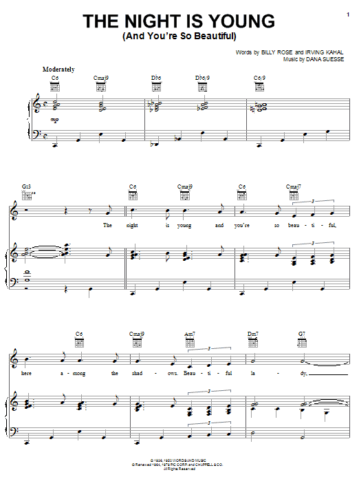 Billy Rose The Night Is Young (And You're So Beautiful) Sheet Music Notes & Chords for Lead Sheet / Fake Book - Download or Print PDF