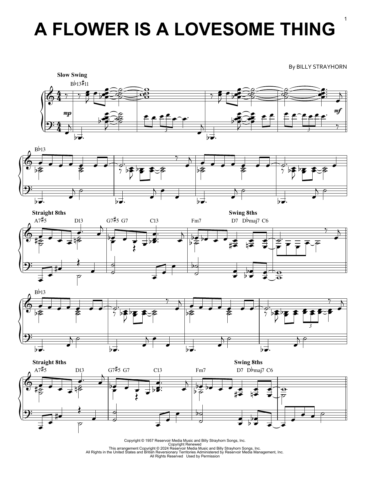 Billy Strayhorn A Flower Is A Lovesome Thing (arr. Brent Edstrom) Sheet Music Notes & Chords for Piano Solo - Download or Print PDF