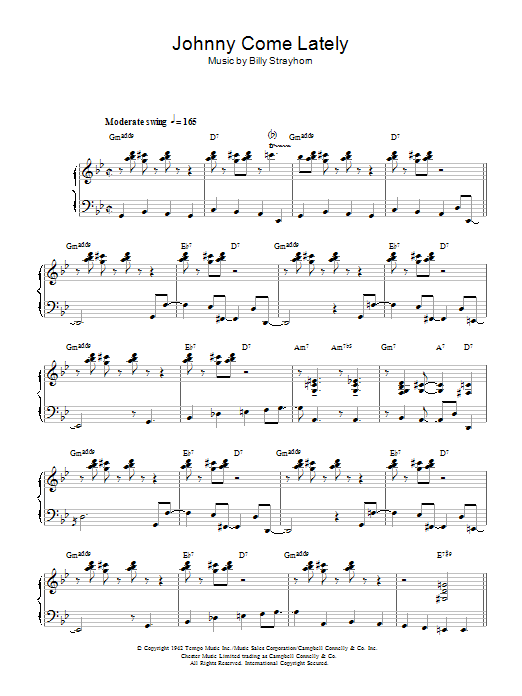 Billy Strayhorn Johnny Come Lately Sheet Music Notes & Chords for Piano - Download or Print PDF