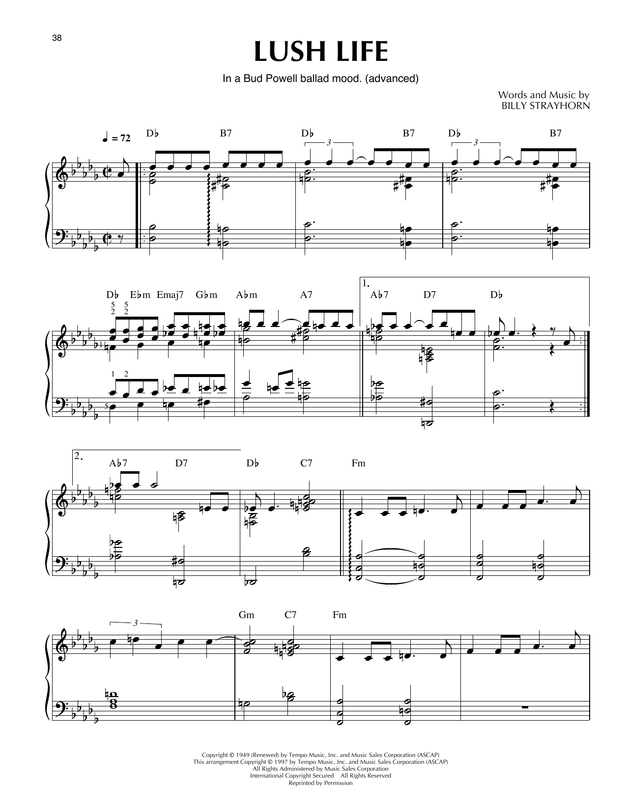 Billy Strayhorn Lush Life (arr. Thomas Coppola) Sheet Music Notes & Chords for Piano Solo - Download or Print PDF