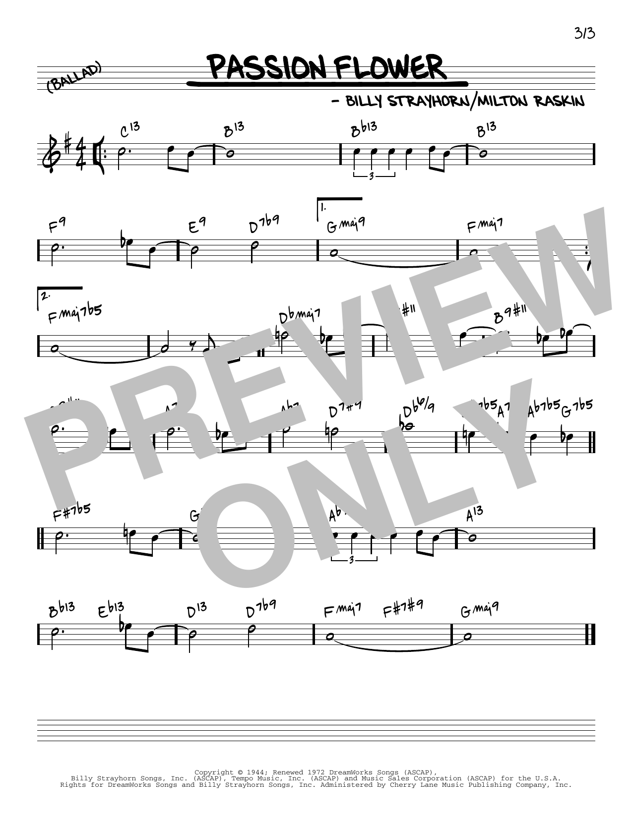 Billy Strayhorn Passion Flower [Reharmonized version] (arr. Jack Grassel) Sheet Music Notes & Chords for Real Book – Melody & Chords - Download or Print PDF