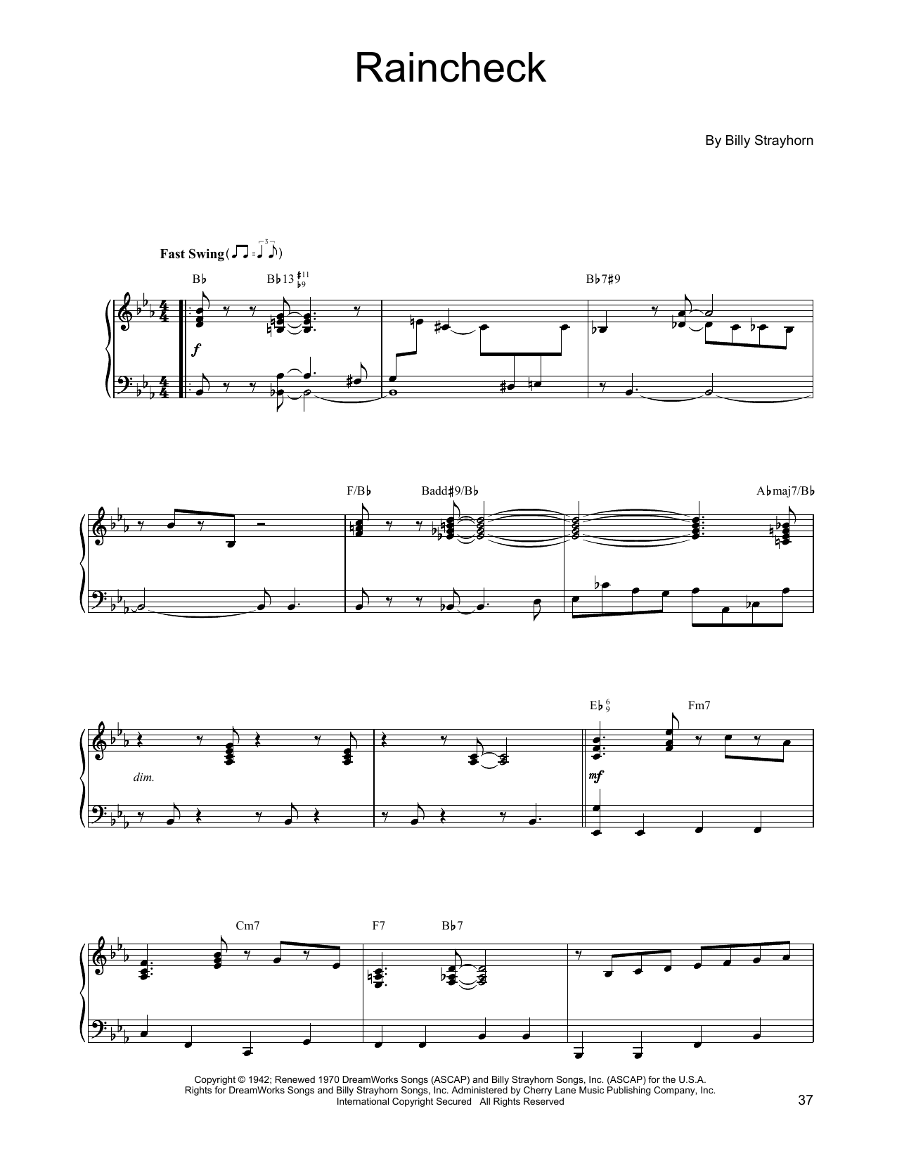Billy Strayhorn Raincheck Sheet Music Notes & Chords for Piano Solo - Download or Print PDF Billy Strayhorn Raincheck Sheet Music Notes & Chords for Piano Solo - Download or Print PDF