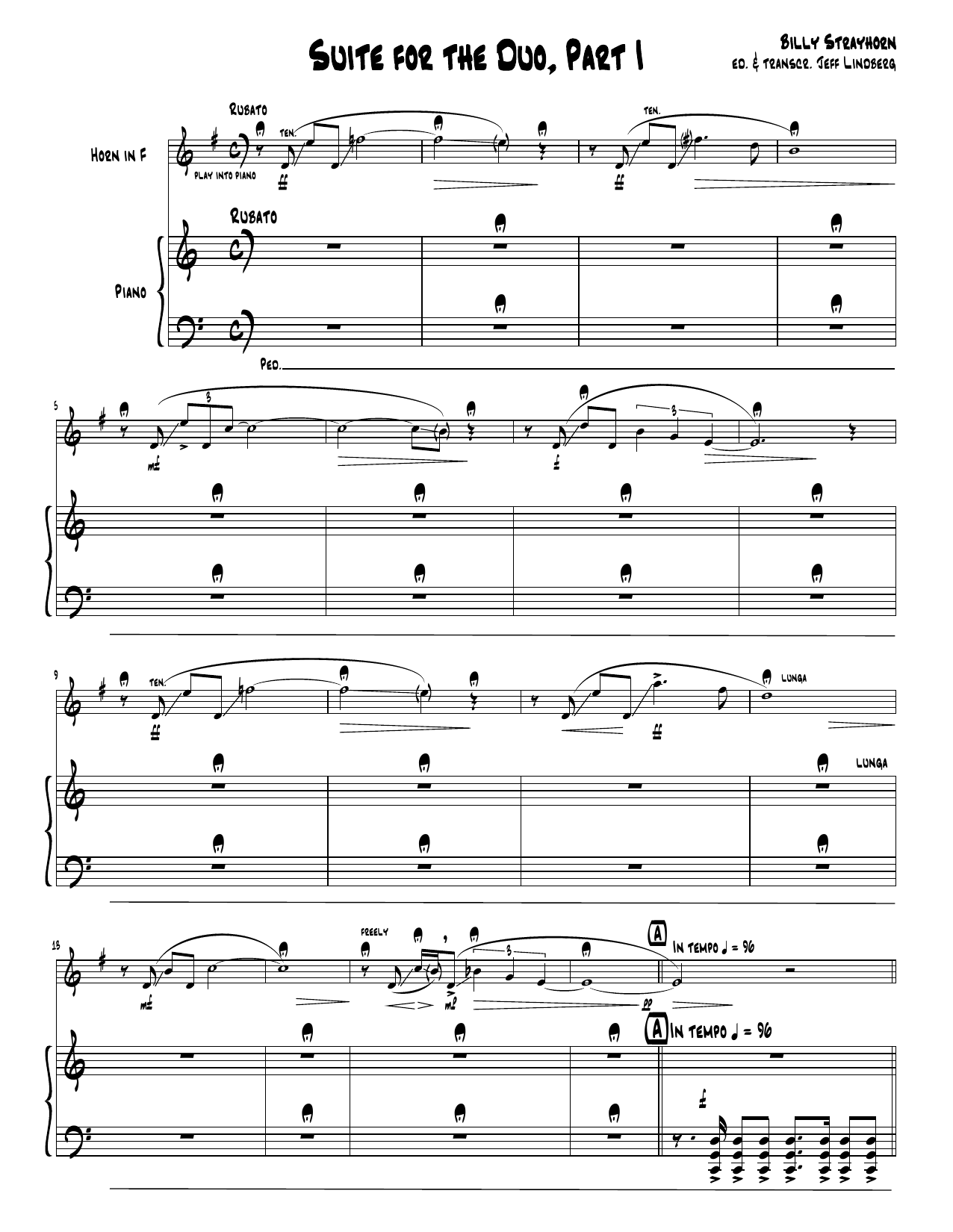 Billy Strayhorn Suite For The Duo (Parts 1-4) Sheet Music Notes & Chords for French Horn and Piano - Download or Print PDF