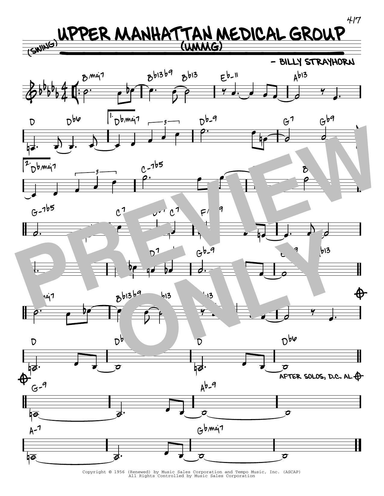 Billy Strayhorn Upper Manhattan Medical Group (UMMG) [Reharmonized version] (arr. Jack Grassel) Sheet Music Notes & Chords for Real Book – Melody & Chords - Download or Print PDF