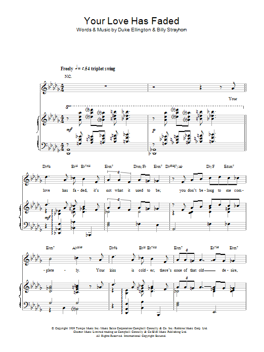 Billy Strayhorn Your Love Has Faded Sheet Music Notes & Chords for Piano - Download or Print PDF