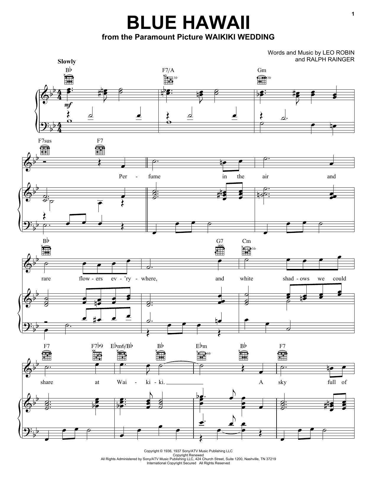 Billy Vaughn Blue Hawaii Sheet Music Notes & Chords for Ukulele - Download or Print PDF