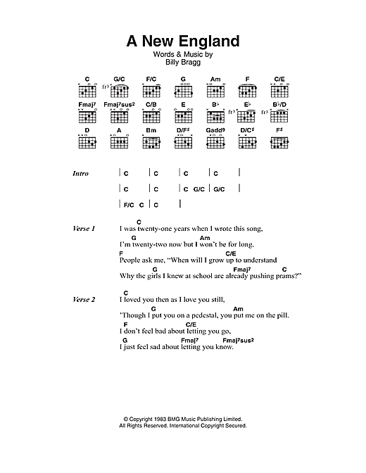 Billy Bragg A New England Sheet Music Notes & Chords for Ukulele - Download or Print PDF