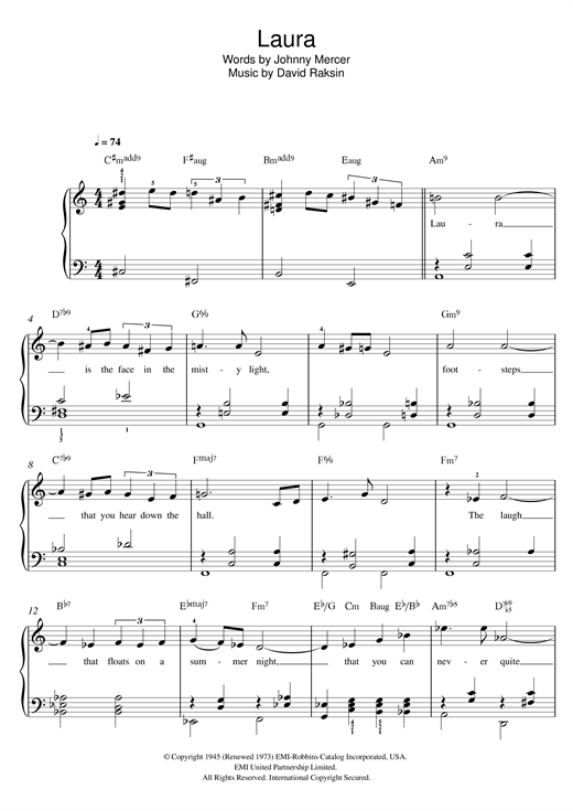 Billy Eckstine Laura Sheet Music Notes & Chords for Easy Piano - Download or Print PDF