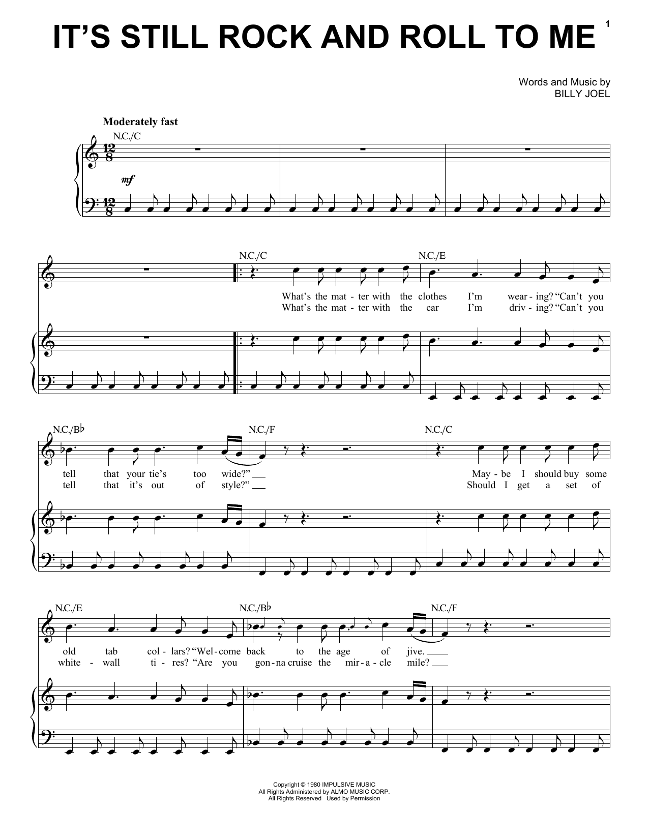 It's Still Rock And Roll To Me sheet music