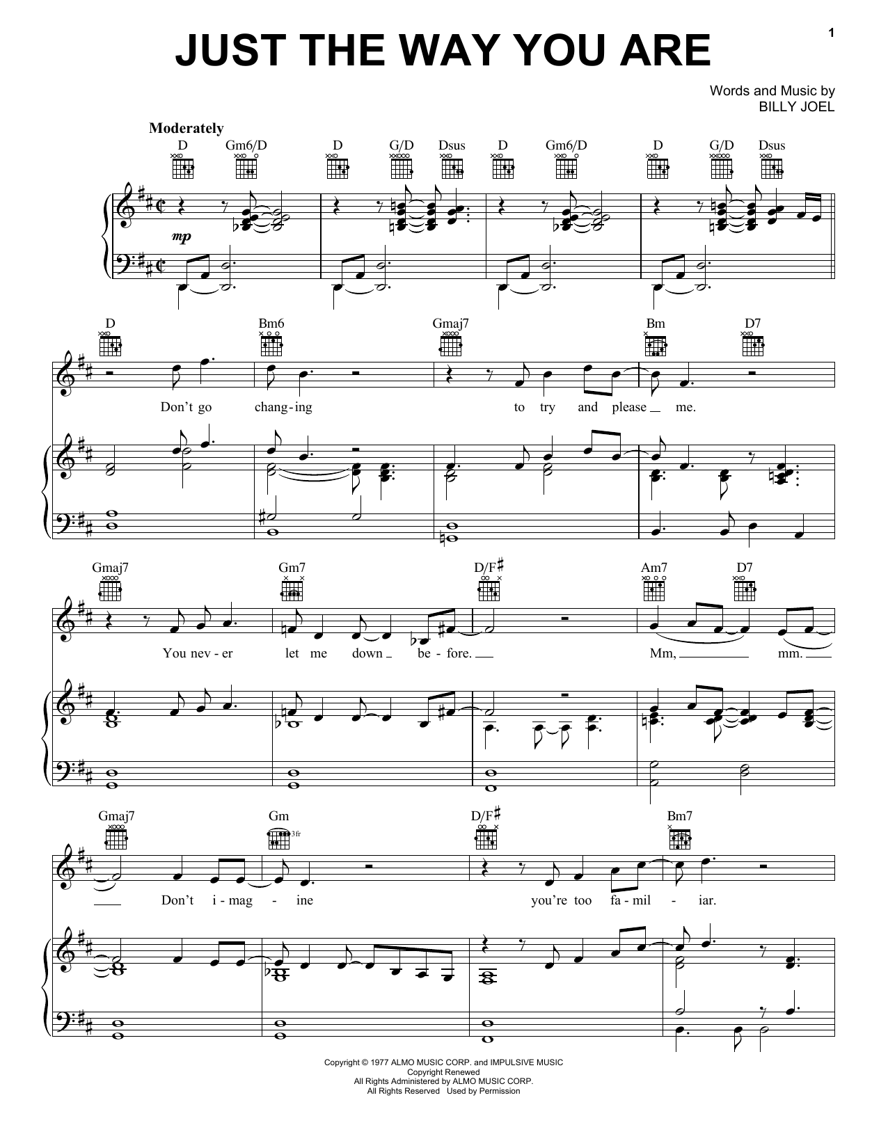 Just The Way You Are sheet music