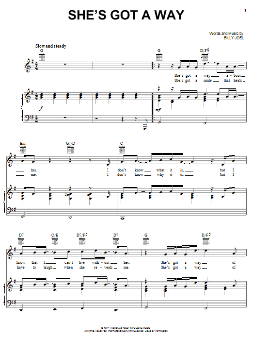 Billy Joel She S Got A Way Sheet Music Download Pdf Score 23369