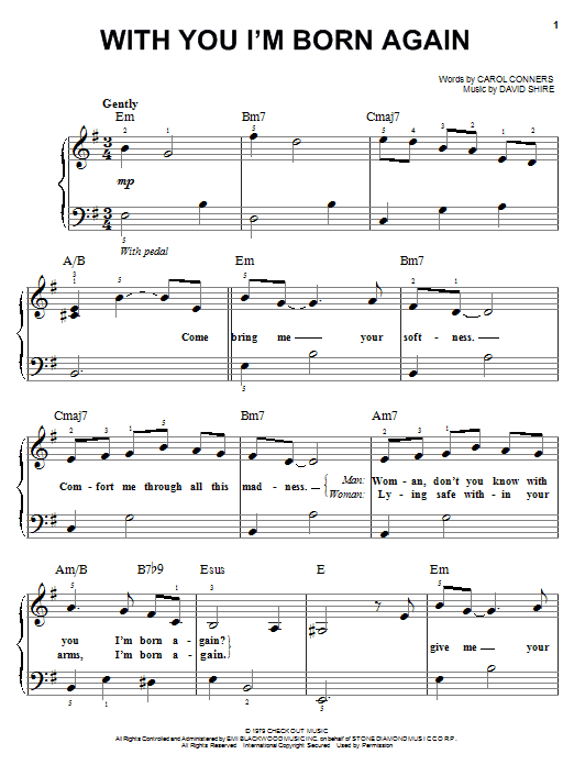 Preview Billy Preston With You I'm Born Again Rock sheet music, notes and chords for Piano, Vocal & Guitar (Right-Hand Melody), SKU: 22066 With You I'm Born Again sheet music
