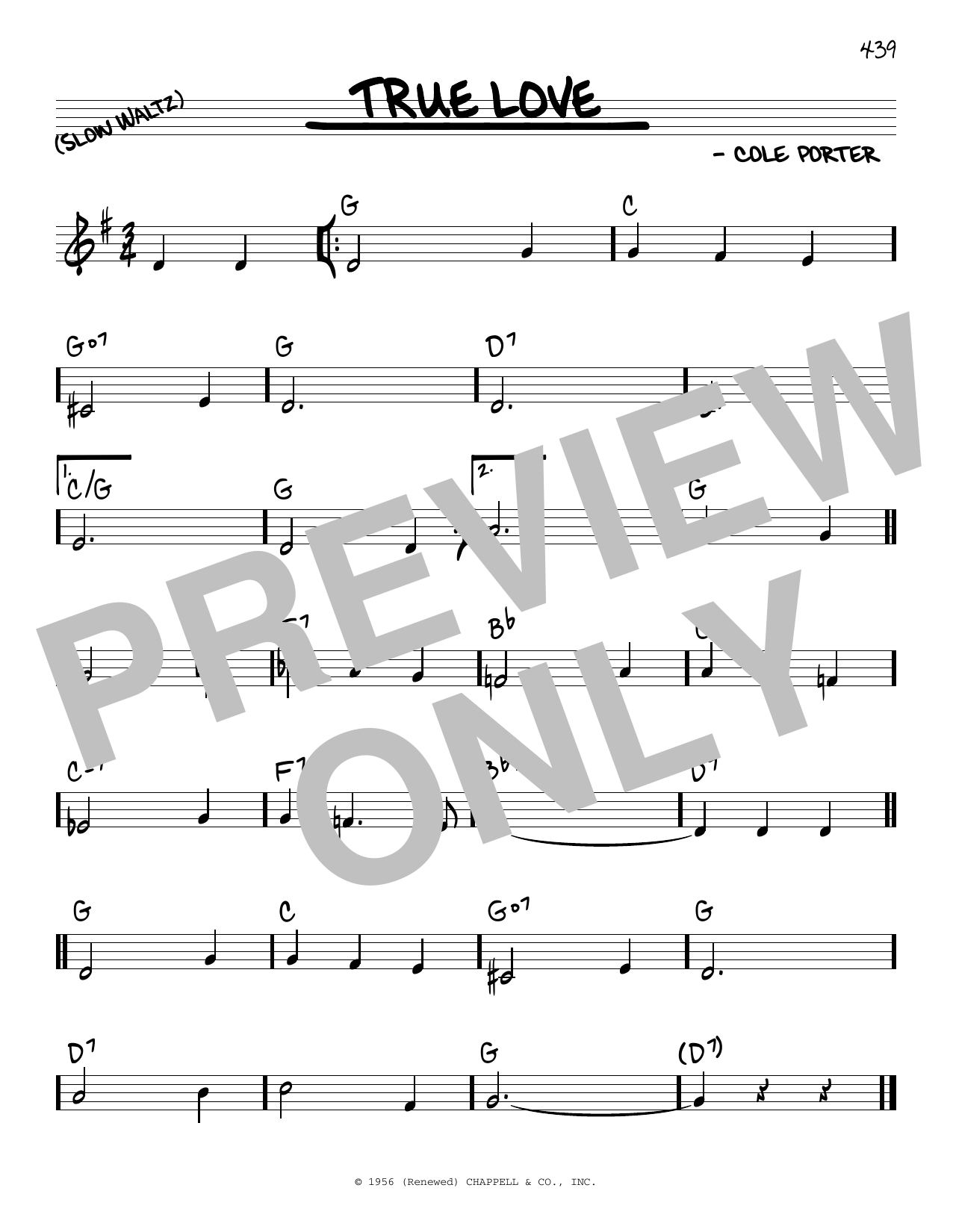 Bing Crosby & Grace Kelly True Love Sheet Music Notes & Chords for Real Book – Melody & Chords - Download or Print PDF