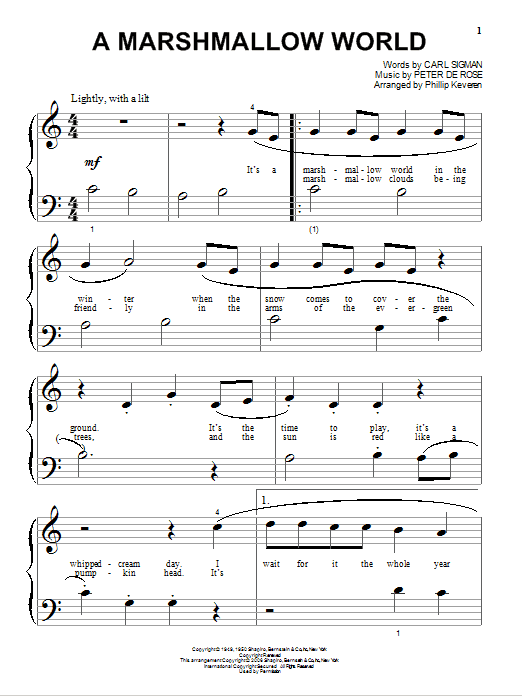 Bing Crosby A Marshmallow World Sheet Music Notes & Chords for Piano - Download or Print PDF