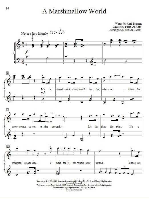 Bing Crosby A Marshmallow World Sheet Music Notes & Chords for Lyrics & Chords - Download or Print PDF