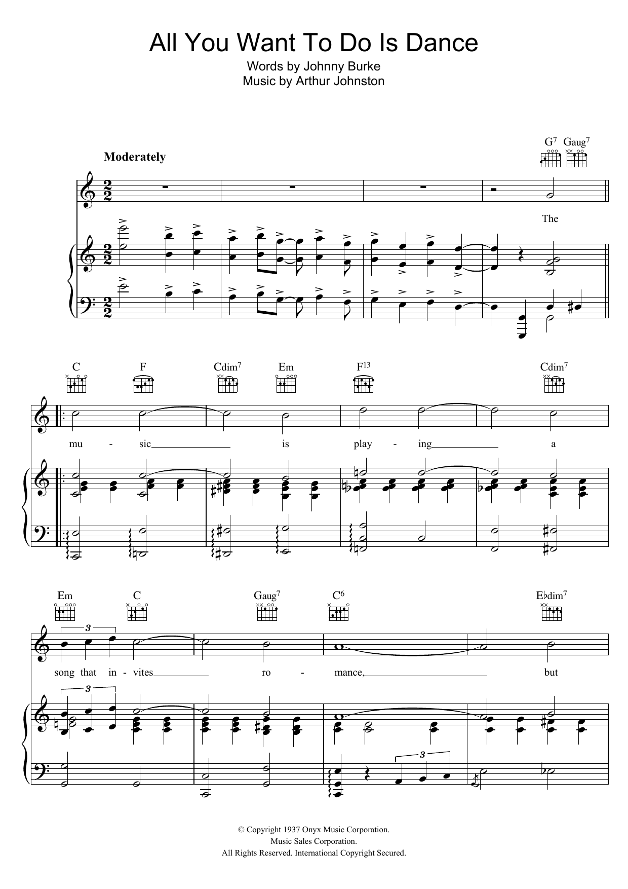 Bing Crosby All You Want To Do Is Dance Sheet Music Notes & Chords for Piano, Vocal & Guitar (Right-Hand Melody) - Download or Print PDF