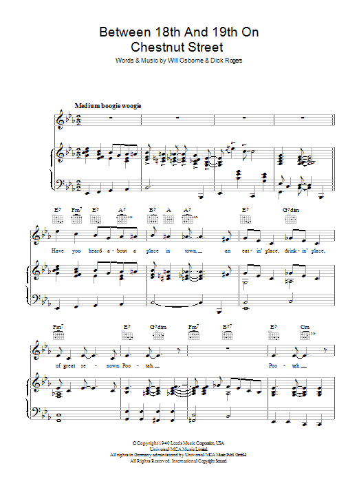 Bing Crosby Between 18th And 19th On Chestnut Street Sheet Music Notes & Chords for Piano, Vocal & Guitar - Download or Print PDF