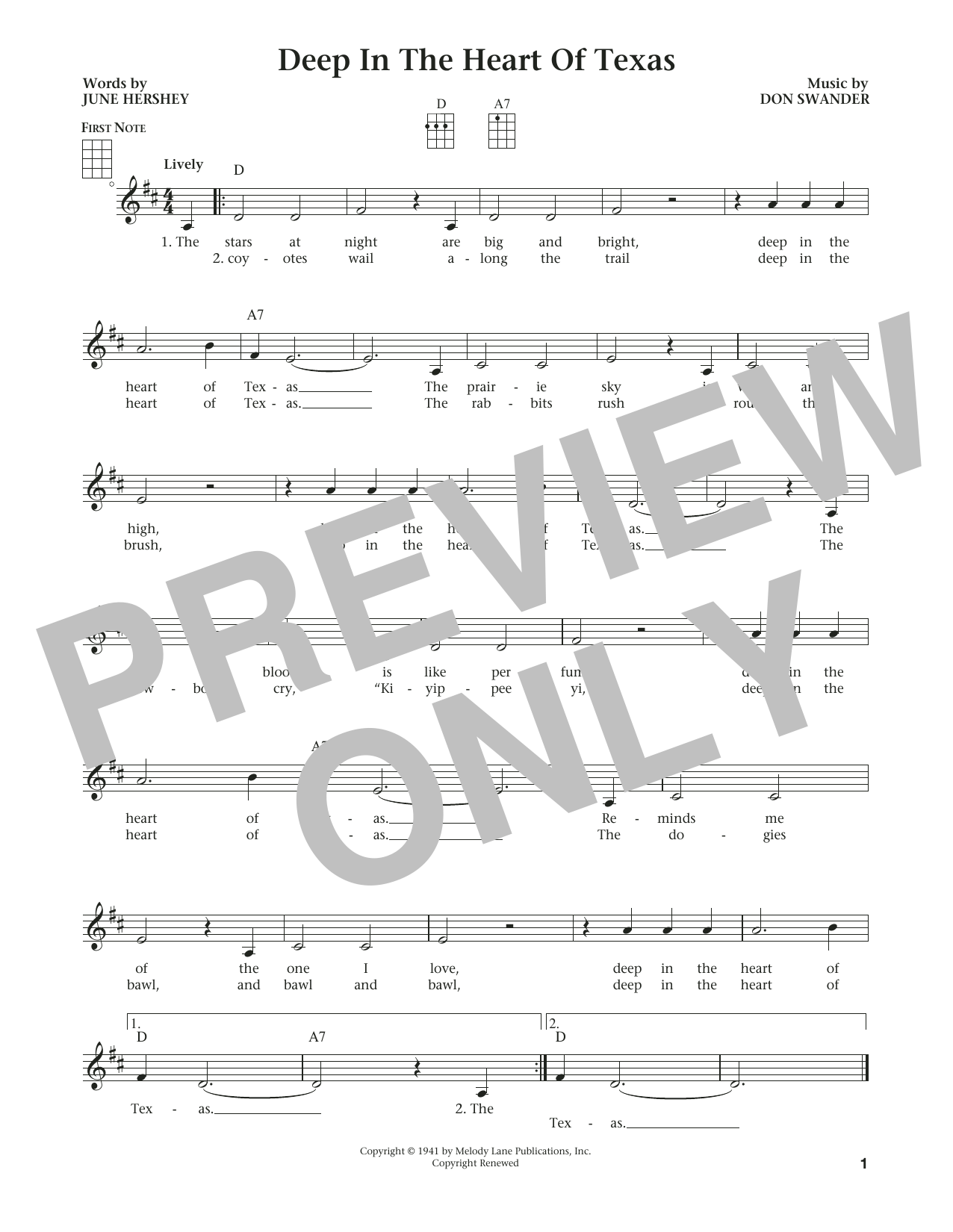 Bing Crosby Deep In The Heart Of Texas (from The Daily Ukulele) (arr. Liz and Jim Beloff) Sheet Music Notes & Chords for Ukulele - Download or Print PDF