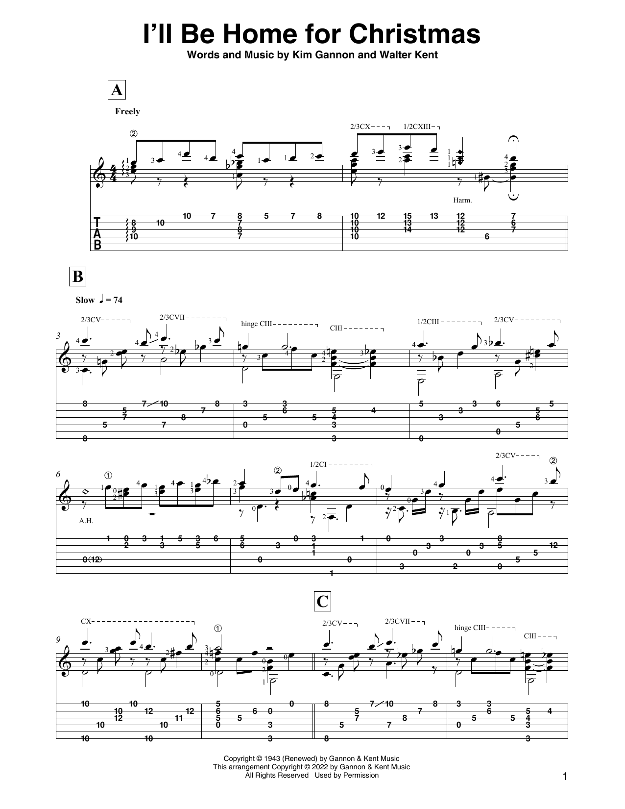 Bing Crosby I'll Be Home For Christmas (arr. David Jaggs) Sheet Music Notes & Chords for Solo Guitar - Download or Print PDF
