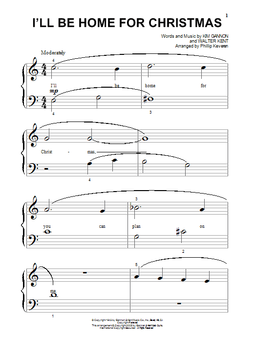 Bing Crosby I'll Be Home For Christmas Sheet Music Notes & Chords for Easy Piano - Download or Print PDF