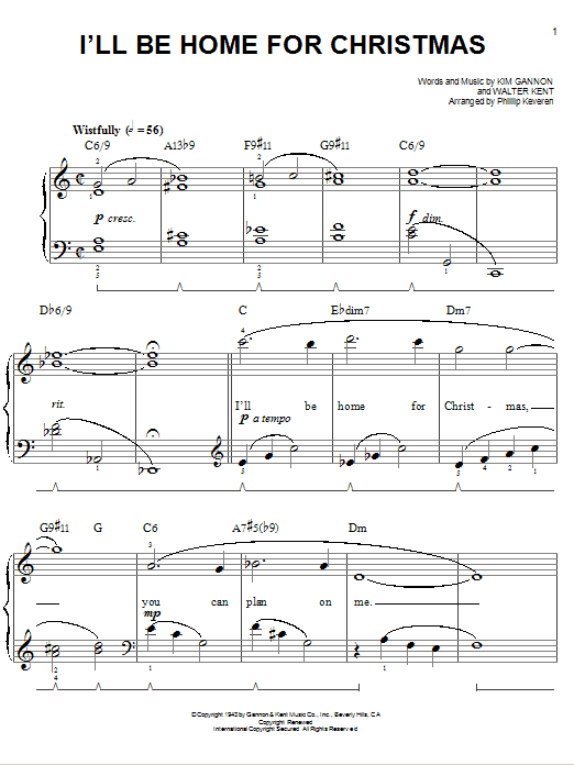 Bing Crosby I'll Be Home For Christmas [Jazz version] (arr. Phillip Keveren) Sheet Music Notes & Chords for Easy Piano - Download or Print PDF