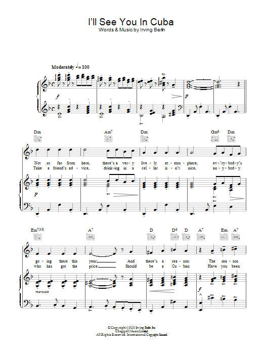 Bing Crosby I'll See You In Cuba Sheet Music Notes & Chords for Piano, Vocal & Guitar (Right-Hand Melody) - Download or Print PDF