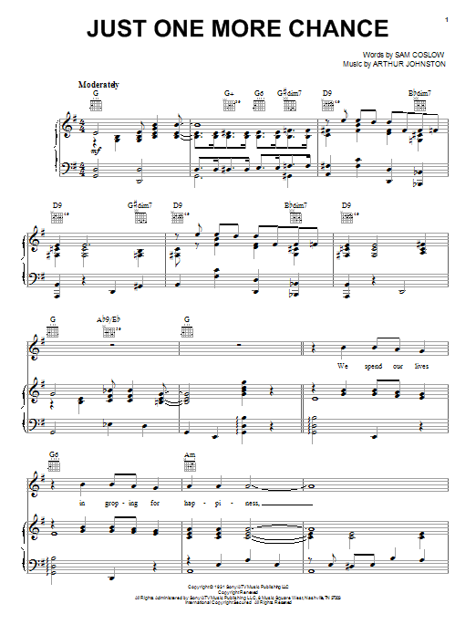 Bing Crosby Just One More Chance Sheet Music Notes & Chords for Keyboard - Download or Print PDF