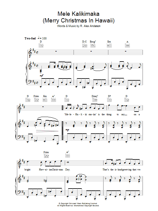 Bing Crosby Mele Kalikimaka (Merry Christmas In Hawaii) Sheet Music Notes & Chords for Ukulele - Download or Print PDF
