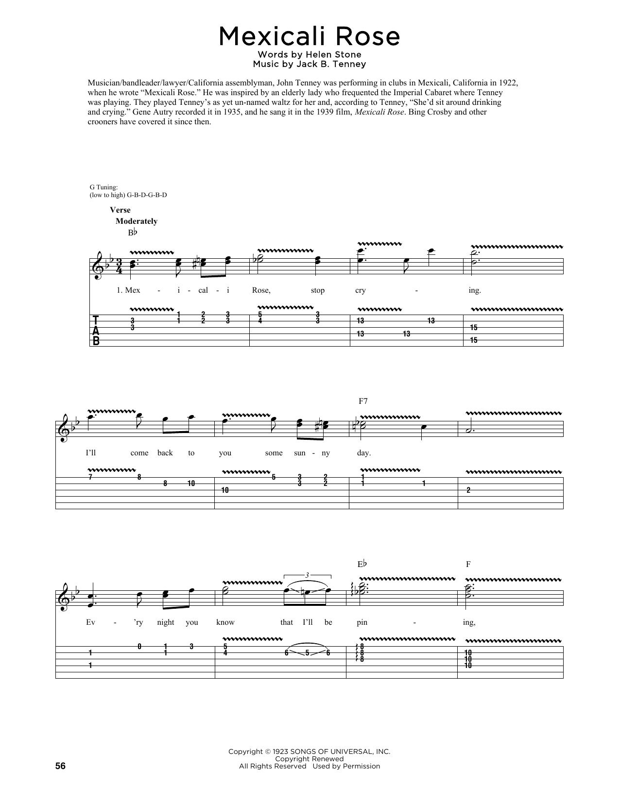 Bing Crosby Mexicali Rose (arr. Fred Sokolow) Sheet Music Notes & Chords for Guitar Tab - Download or Print PDF