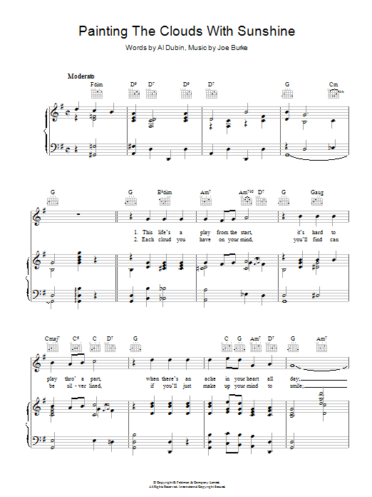 Bing Crosby Painting The Clouds With Sunshine Sheet Music Notes & Chords for Piano, Vocal & Guitar (Right-Hand Melody) - Download or Print PDF