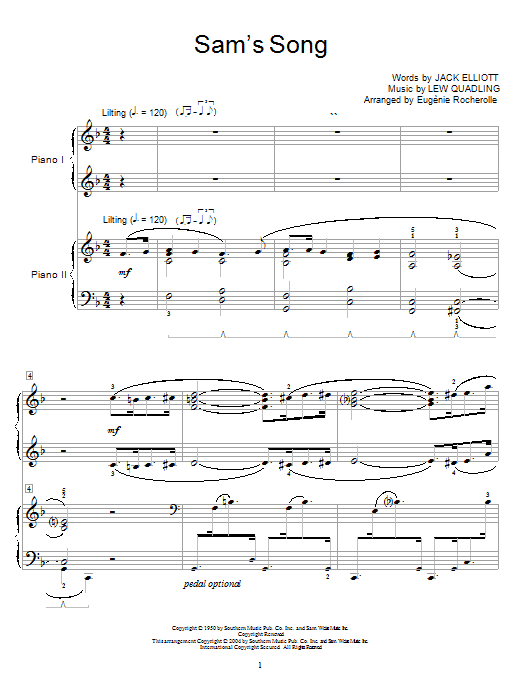 Bing Crosby Sam's Song Sheet Music Notes & Chords for Piano Duet - Download or Print PDF