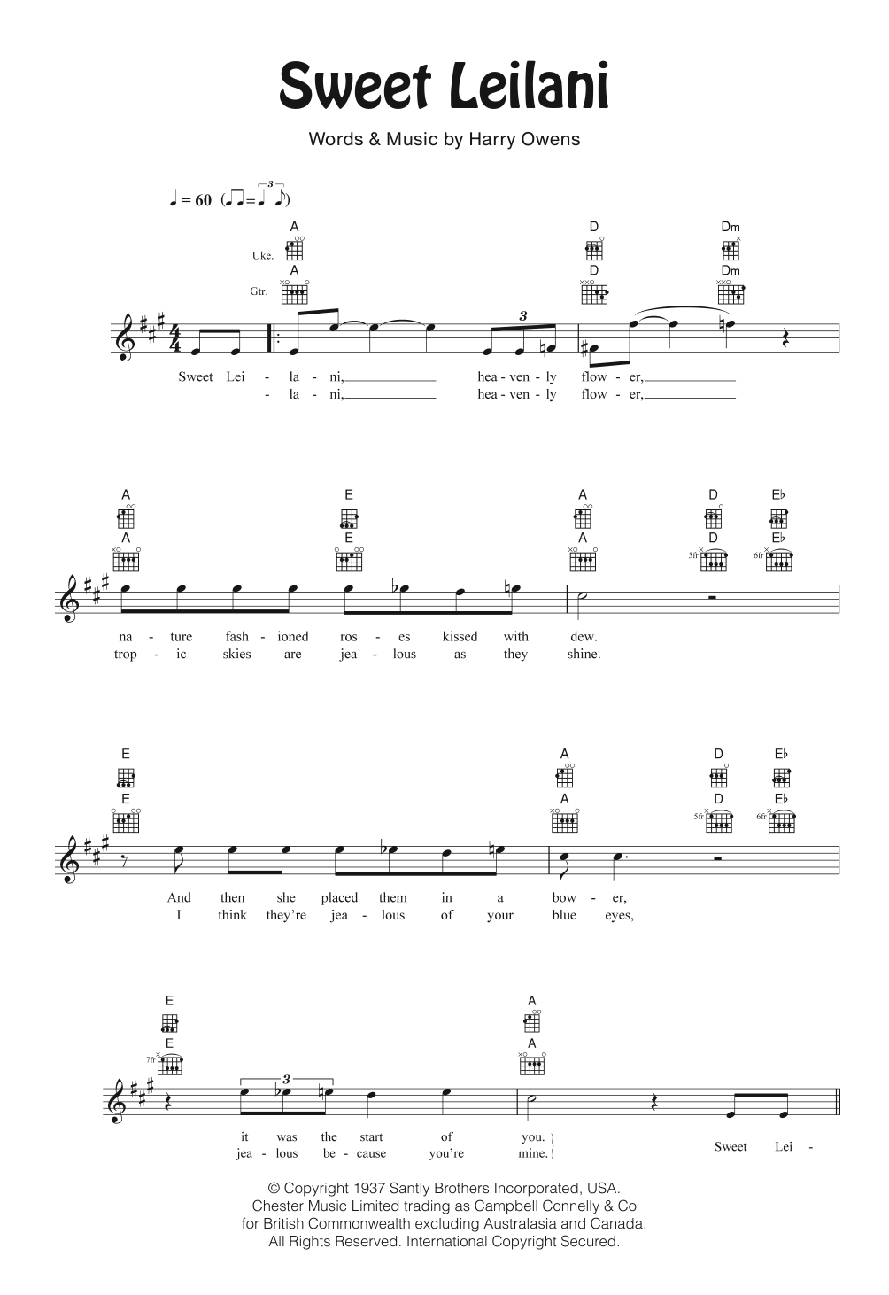 Bing Crosby Sweet Leilani Sheet Music Notes & Chords for Ukulele - Download or Print PDF Bing Crosby Sweet Leilani Sheet Music Notes & Chords for Ukulele - Download or Print PDF