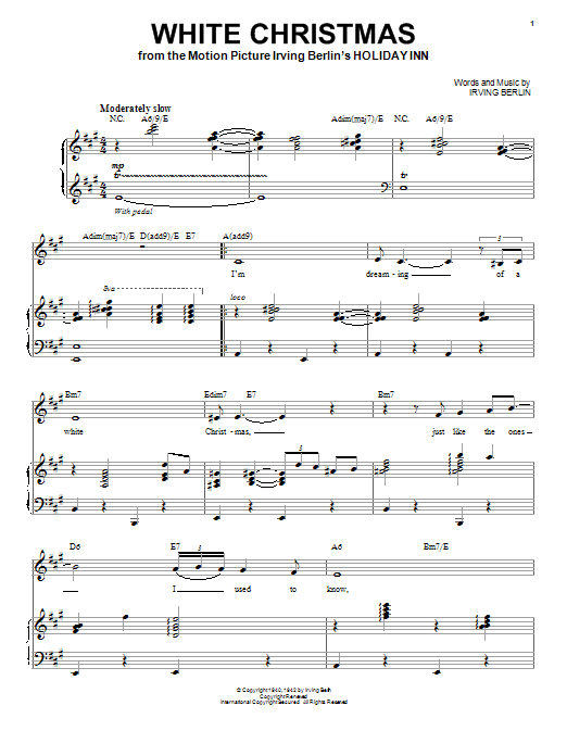 Bing Crosby White Christmas Sheet Music Notes & Chords for Lyrics & Chords - Download or Print PDF
