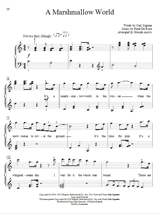 Preview Bing Crosby A Marshmallow World Pop sheet music, notes and chords for Guitar Tab, SKU: 83180 A Marshmallow World sheet music