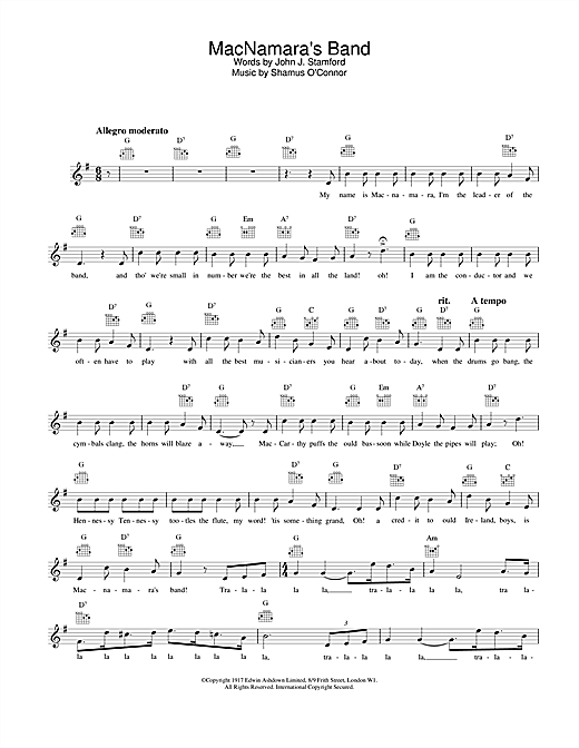 MacNamara's Band sheet music