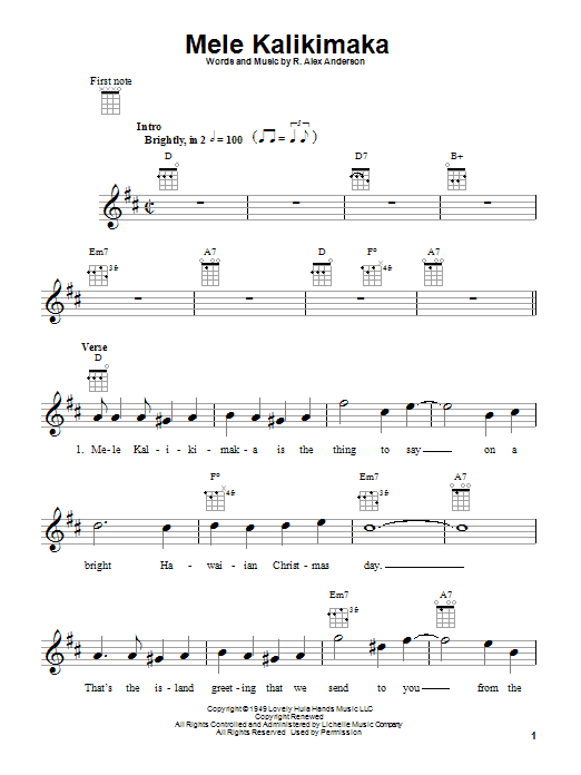 Preview Bing Crosby Mele Kalikimaka Christmas sheet music, notes and chords for Alto Saxophone, SKU: 167147 Mele Kalikimaka sheet music