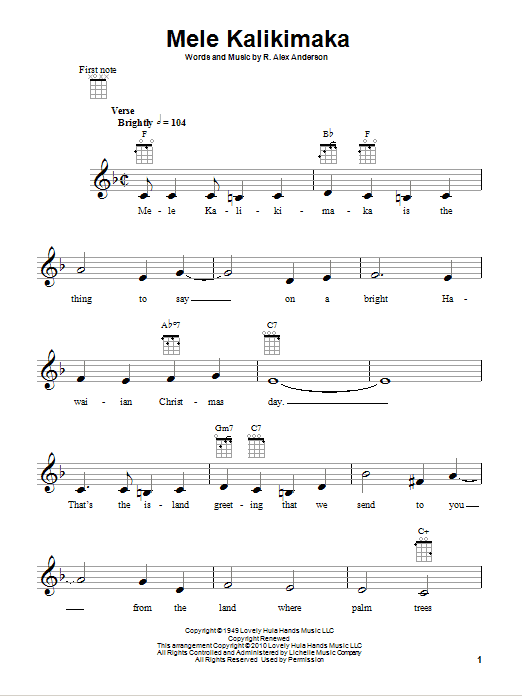 Mele Kalikimaka (Merry Christmas In Hawaii) sheet music