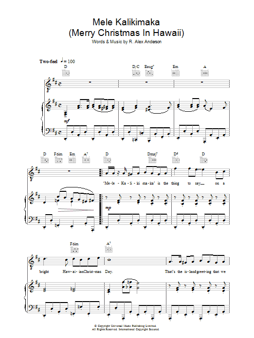 Preview Bing Crosby Mele Kalikimaka (Merry Christmas In Hawaii) Pop sheet music, notes and chords for Ukulele, SKU: 81210 Mele Kalikimaka (Merry Christmas In Hawaii) sheet music