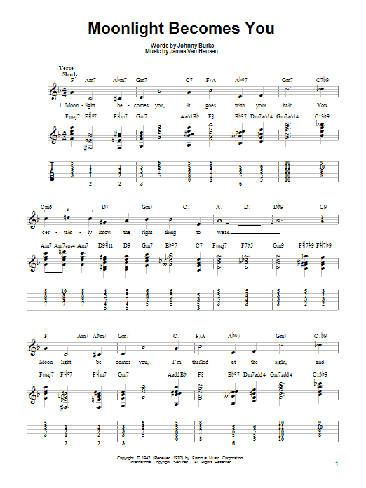 Preview Bing Crosby Moonlight Becomes You Pop sheet music, notes and chords for Real Book - Melody, Lyrics & Chords - C Instruments, SKU: 61317 Moonlight Becomes You sheet music