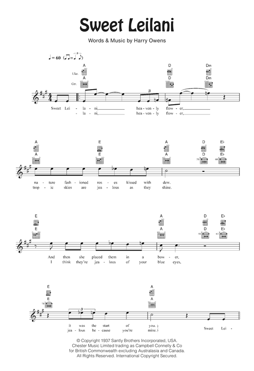 Bing Crosby Sweet Leilani Sheet Music Notes & Chords for Ukulele - Download or Print PDF