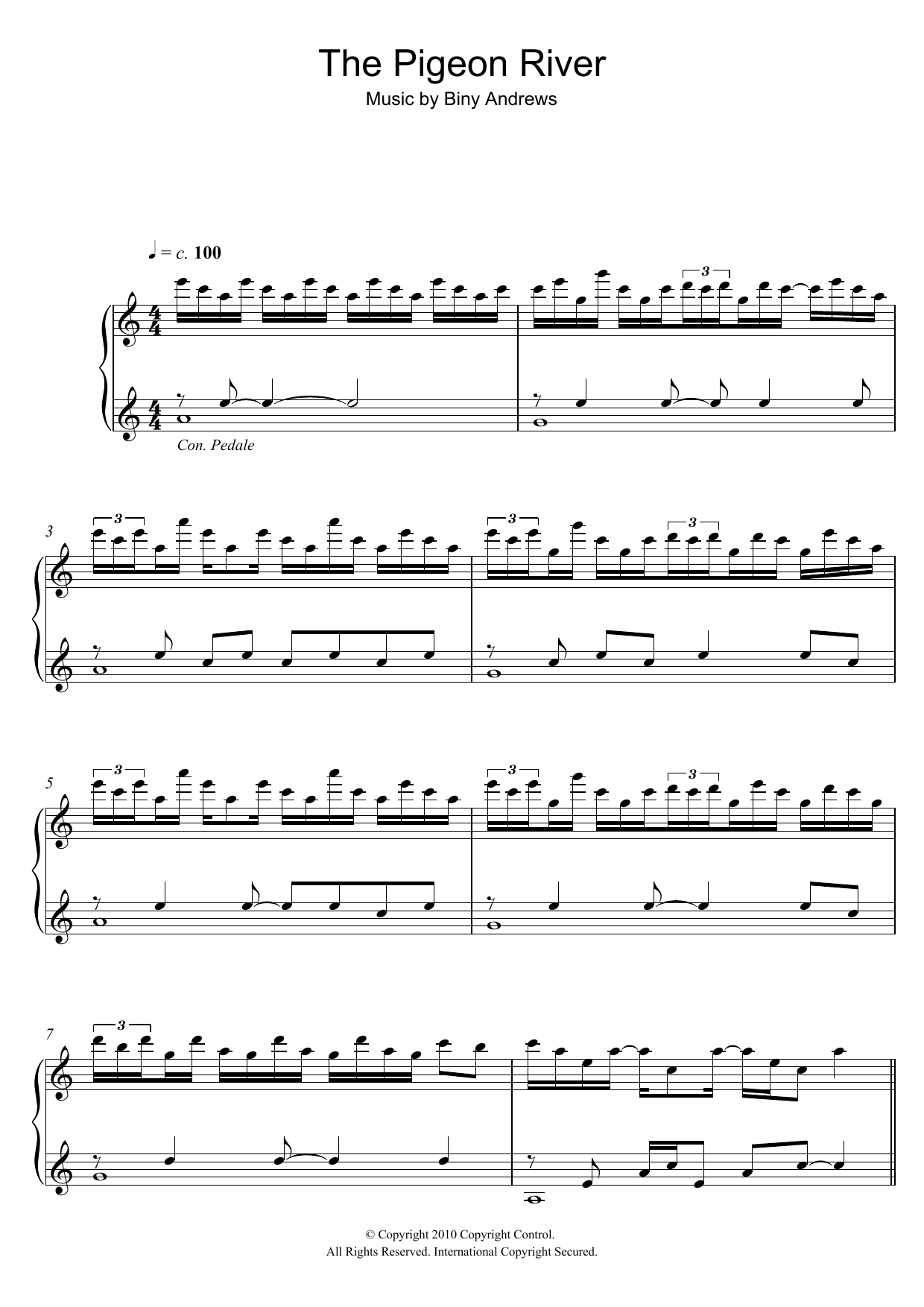 Biny Andrews The Pigeon River Sheet Music Notes & Chords for Piano - Download or Print PDF