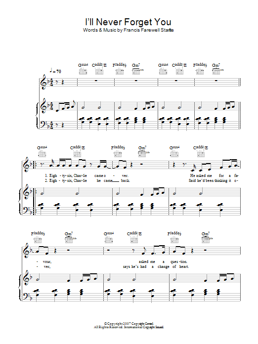 I'll Never Forget You sheet music