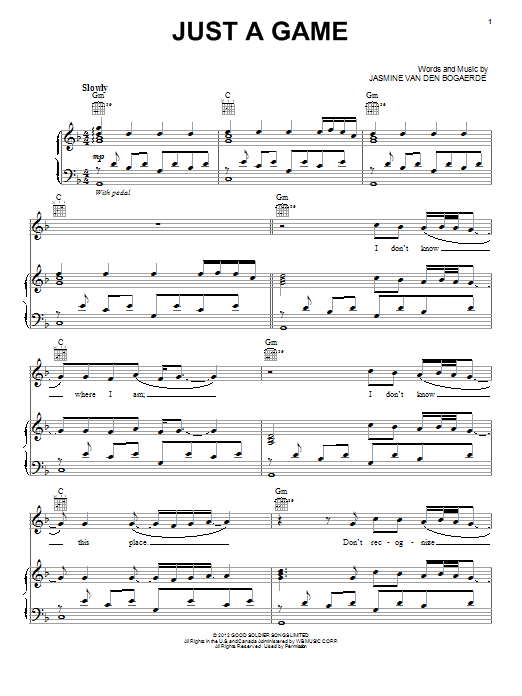 Birdy Just A Game Sheet Music Notes & Chords for Piano, Vocal & Guitar (Right-Hand Melody) - Download or Print PDF