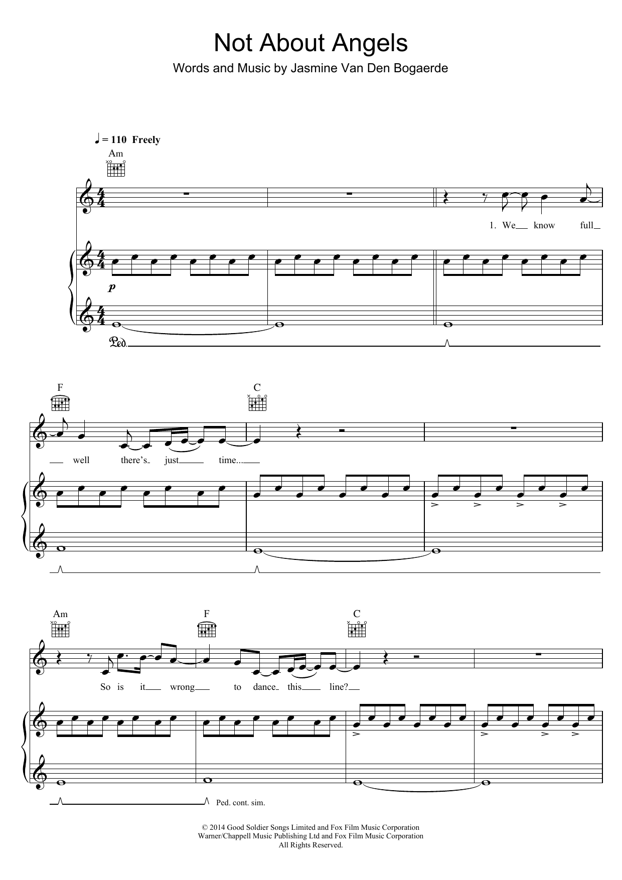 Birdy Not About Angels Sheet Music Notes & Chords for Piano, Vocal & Guitar (Right-Hand Melody) - Download or Print PDF